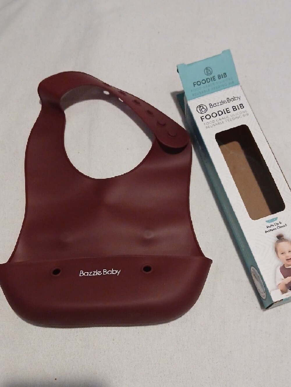 Bazzle Baby Foodie Bib- Silicone Kids Bib in Burgundy